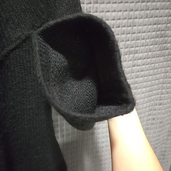 Alpaca Cardigan Cape Sweater SzM 3/4Sleeve Kenar Knit Cozy Basic Capsule Cottage - Picture 13 of 16